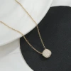 Diamond rounded corner square silver necklace for women, closely set with small diamonds, sugar cube pendant, fine O-chain, cool and simple collarbone chain, factory direct sales details Picture